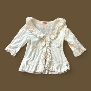 Vintage Miss Me Off white ruffle blouse size M